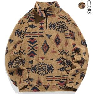 Fleece Aztec print quarter zip